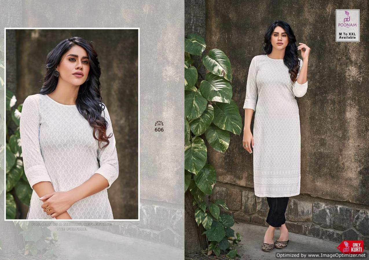 Poonam Rayon Festive Wear Lucknowi Work Cadbury Designer Kurti Collection